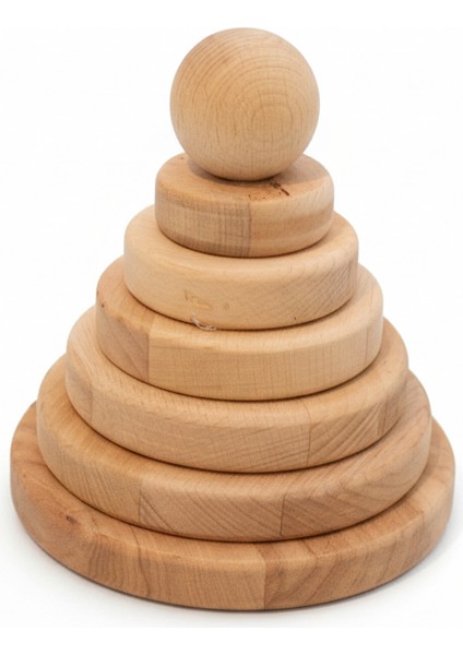 Yerli Üretim Ahşap Montessori Oyuncak – Doğal Kayın Ahşabı, Eğitici Halka Dizme Oyunu