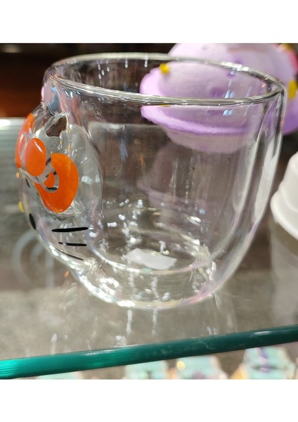 Hello Kitty Figürlü Kabartmalı Cam Bardak ( 200ML 9cm Çap )
