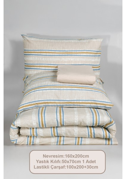 Wilda Nevresim Takımı Tek Kişilik Lastikli Çarşaf (160X220 Cm) Bej