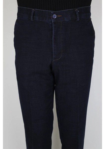 Fistan Store Erkek Koyu Lacivert Rahat Kalıp Yandan Cepli Boru Paça Battal Kışlık Keten Pantolon fiyatları