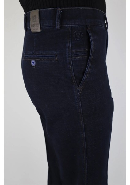 Fistan Store Erkek Koyu Lacivert Rahat Kalıp Yandan Cepli Boru Paça Battal Kışlık Keten Pantolon indirimleri