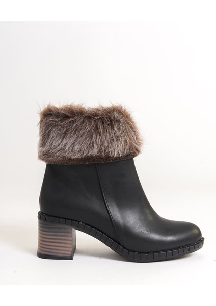 Inka Fermuarlı Ortopedik Taban Suya ve Soğuğa Dayanıklı Tüylü Topuklu Kadın Bot St Siyah modelleri