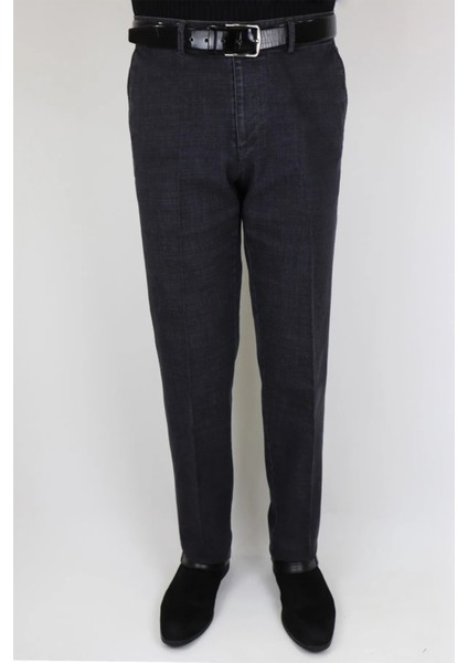 Fistan Store Erkek Füme Rahat Kalıp Yandan Cepli Boru Paça Battal Kışlık Keten Pantolon