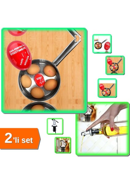 Kapaklı Şişe Ucu Servis Aparatı + Yumurta Zamanlayıcı - 2li Set ZX456