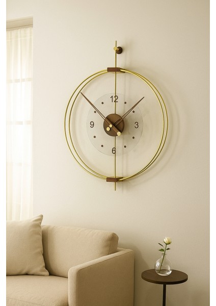 Xl Boy Rosa Gold/ceviz Premium – Çift Çemberli Lüks Büyük Sessiz Duvar Saati, 60X75 cm ✨ modelleri