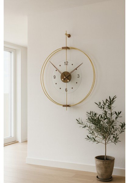 Xl Boy Rosa Gold/ceviz Premium – Çift Çemberli Lüks Büyük Sessiz Duvar Saati, 60X75 cm ✨ indirimleri