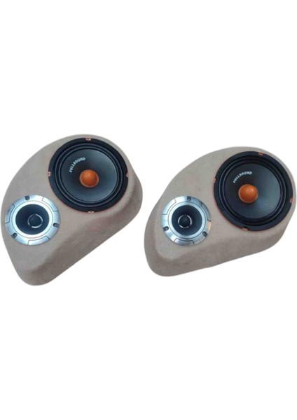 Polyesterli Boş Pandizot 20 cm Hoparlör 10 cm Tweeter Yuvalı Bej Mdf (2 Adet Sağ ve Sol )