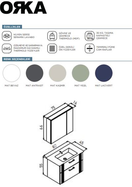 Barı 80 cm Mat Kaşmir Banyo Dolabı Takımı (Ayna + Lavabo Dahil, Suya Dayanıklı Mdflam) fırsatları