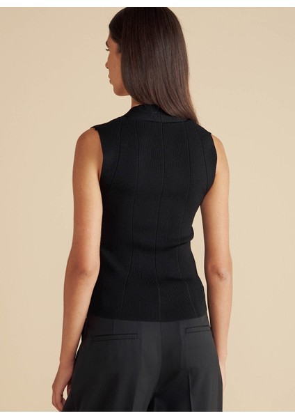 V Yaka Standart Siyah Kadın Kazak Derin V Yaka Rayon Triko Bluz indirimleri