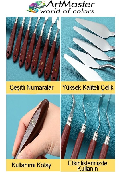 Çelik Boyama Spatülü 5 Li Spatül Resim ve Heykel Çelik Spatula Esnek Çelik Palet Bıçağı Pasta Spatulası 1 Paket fiyatları