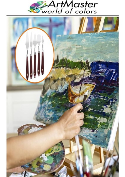 Çelik Boyama Spatülü 5 Li Spatül Resim ve Heykel Çelik Spatula Esnek Çelik Palet Bıçağı Pasta Spatulası 1 Paket modelleri