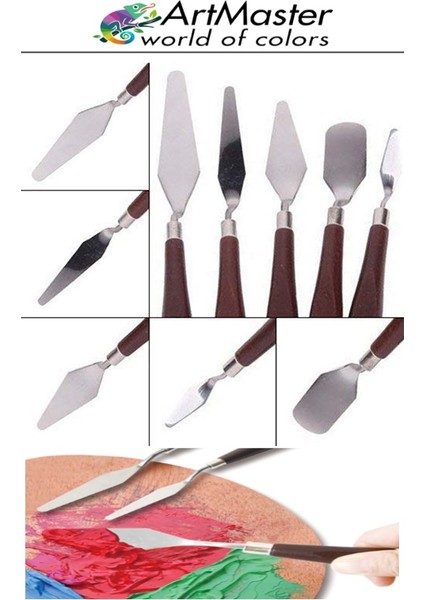Çelik Boyama Spatülü 5 Li Spatül Resim ve Heykel Çelik Spatula Esnek Çelik Palet Bıçağı Pasta Spatulası 1 Paket indirimleri