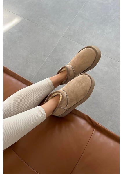 Mini Süet Içi Kürklü Kalın Taban Kadın Bot