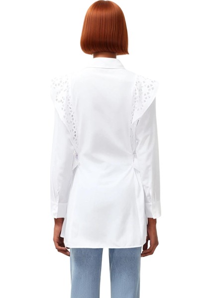 Kadın Brodeli Dokuma Gömlek Zarif Detaylarla Zenginleştirilmiş Günlük Şıklık Fonksiyonel Şık fiyatları