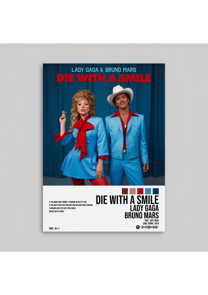 Lady Gaga Bruno Mars - Die With A Smile Spotify Çerçeveli - Çerçevesiz Poster Tablo