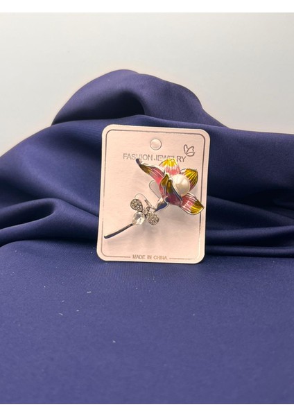 Incili Lotus Çiçeği Broş Yaka Iğnesi