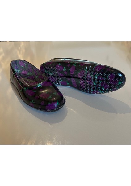 Karışık Desenli Çiçekli Kadın Lastik Bağ Bahçe ve Iş Ayakkabısı