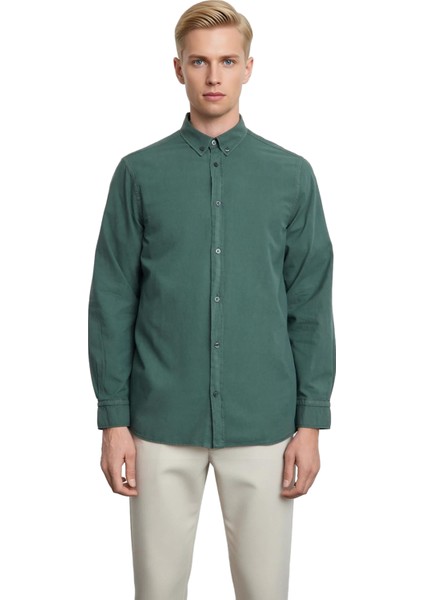 Unisex Regular Fit Pamuklu Keten Görünümlü Uzun Kollu Gömlek Gündelik Şıklık Sunar Estetik fırsatları