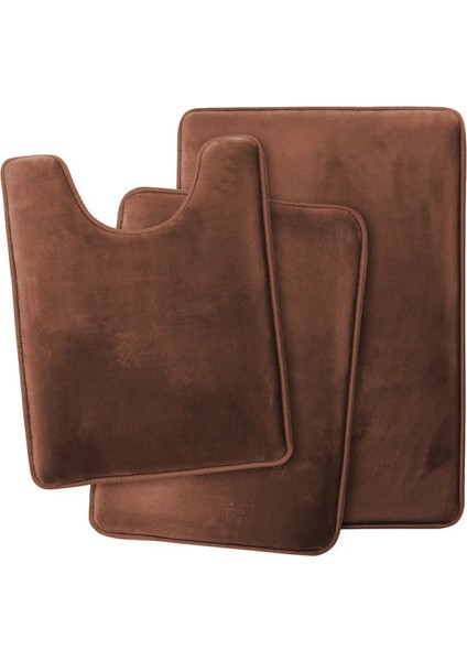 3'lü Banyo Paspas Seti Klozet Önü Peluş Yumuşacık Yıkanabilir Kahverengi (50X80-40X60-40X50) fiyatları