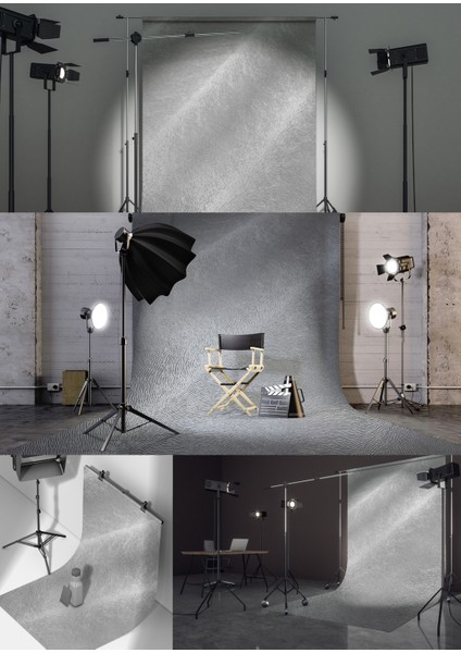 Gri Kürk Işığı Vinil Backdrop – Profesyonel Fotoğraf ve Video Çekim Arka Planı (80×120 Cm)