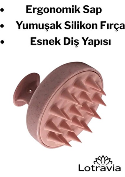 Yumuşak Silikon Saç Yıkama Fırçası / Saç Masaj Şampuan Duş Fırçası (Pembe)