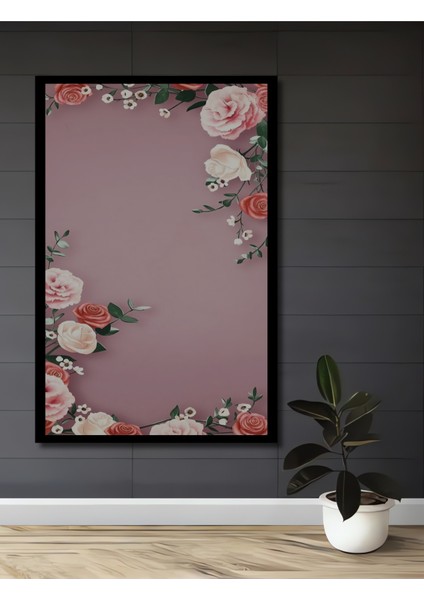 Baharın Incisi Pembe Gül Buketi Sulu Boya Görünümlü Ahşap Dekoratif Tablo Dikdörtgen Tablo fiyatları