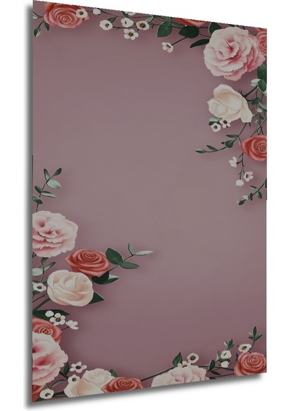 Baharın Incisi Pembe Gül Buketi Sulu Boya Görünümlü Ahşap Dekoratif Tablo Dikdörtgen Tablo fırsatları