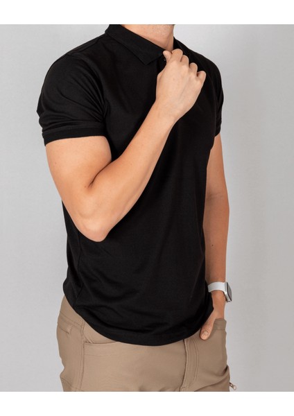 Erkek Siyah Slim Fit Polo Yaka T-Shirt fiyatları