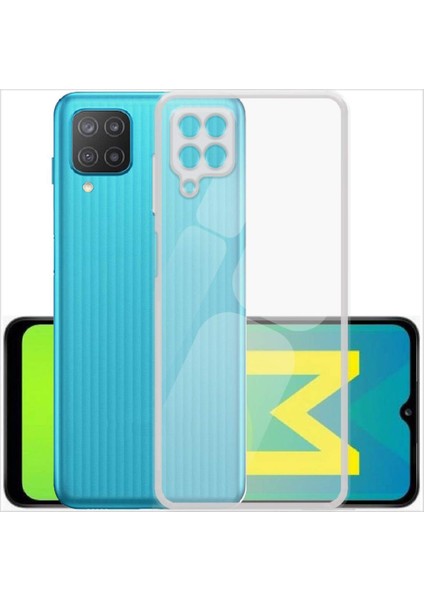Samsung Galaxy M12 ile Uyumlu Kapak Kamera Korumalı Şarj Yeri Tıpalı Şeffaf Silikon Kılıf