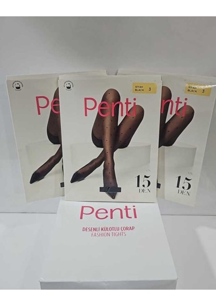 15 Den Desenli Külotlu Çorap