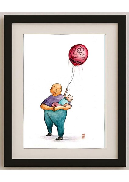 Majid Amini 35x21cm Orijinal Karikatür Tablo