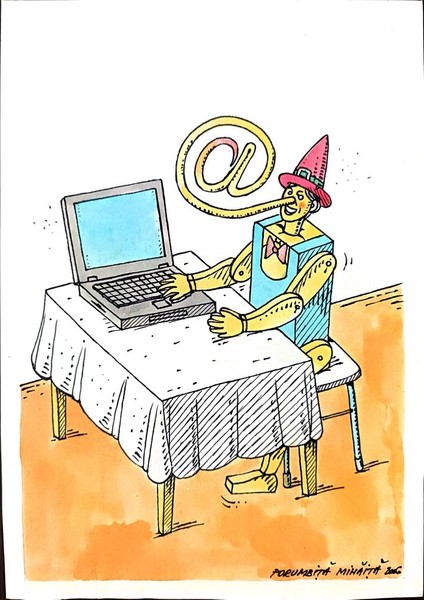 Mihaita Porumbita 29X21CM Orijinal Karikatür Tablo modelleri