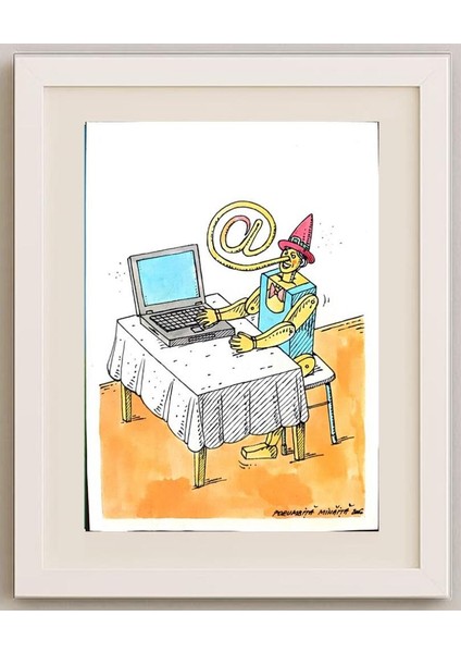 Mihaita Porumbita 29X21CM Orijinal Karikatür Tablo fırsatları