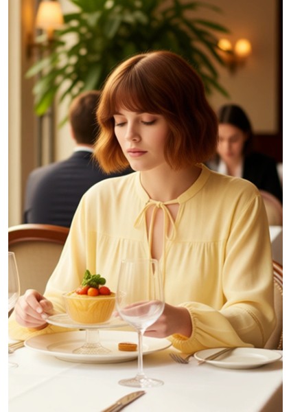 Kadın Bağlamalı V Yaka Uzun Kollu Dokuma Bluz Rahat Kesim Dokulu Kumaş Günlük Stil Estetik fiyatları