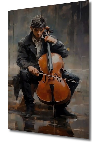 Romantik Müzisyen Yağlı Boya Görünümlü Ahşap Dekoratif Tablo Dikdörtgen Tablo modelleri