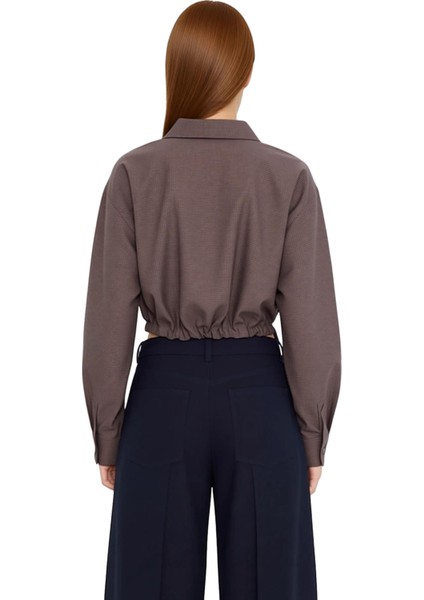 Kadın Ekoseli Büzgülü Crop Gömlek Fonksiyonel Dayanıklı Kaliteli Konforlu Estetik Premium Şık indirimleri