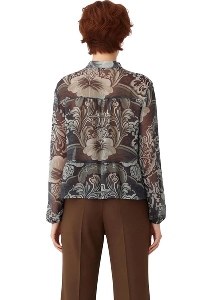 Kadın Haki Desenli Boyundan Bağlamalı Balon Kollu Gömlek Fonksiyonel Dayanıklı Kaliteli Şık modelleri