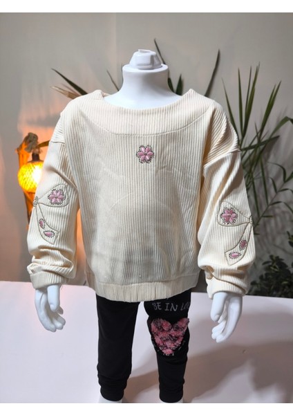 kız Çocuk Fitilli Taş Işlemeli Nakışlı Sweat Bluz Kaşkorse modelleri