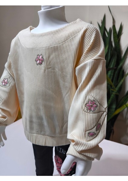 kız Çocuk Fitilli Taş Işlemeli Nakışlı Sweat Bluz Kaşkorse fırsatları