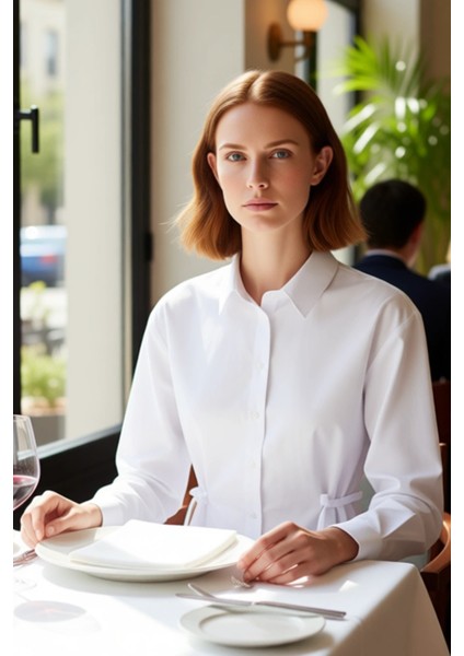 Kadın Regular Kesim Düz Dokuma Gömlek Beli Bağlama Detayları Ile Modern Bir Görünüm Sunar Şık modelleri