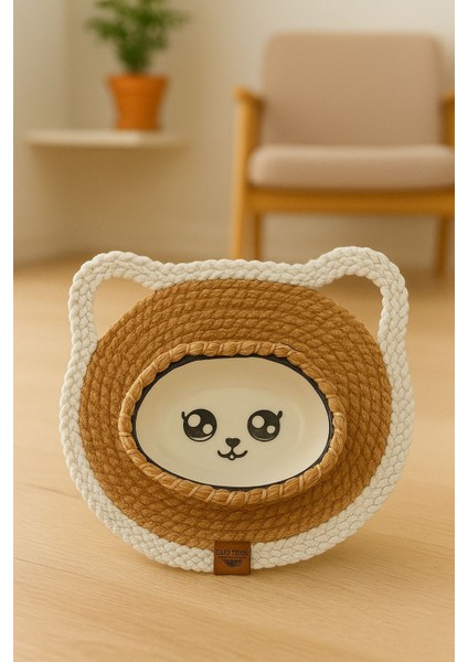 Pet - Hasır Görünümlü Kedi Paspası ve Mama Kabı - Leke Tutmaz indirimleri