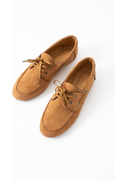 Juno Kadın Süet Bağcıklı Mokasen Ayakkabı Casual Babet
