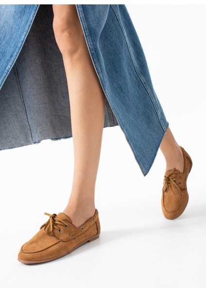 Juno Kadın Süet Bağcıklı Mokasen Ayakkabı Casual Babet indirimleri