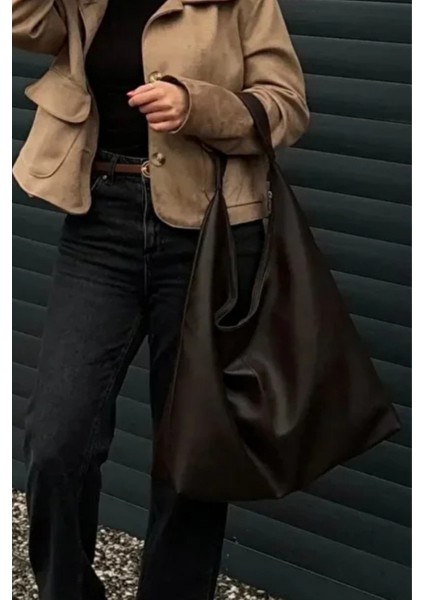 Büyük Boy Salaş Suni Deri Aci Kahve Kadın El Kol Omuz Çantası fiyatları