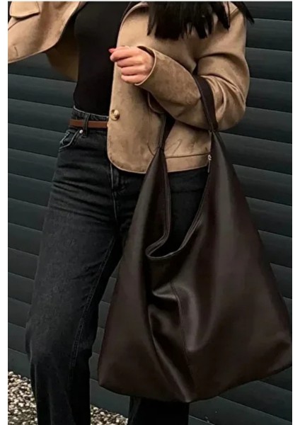 Büyük Boy Salaş Suni Deri Aci Kahve Kadın El Kol Omuz Çantası modelleri