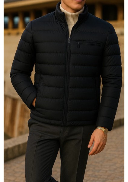 Erkek Kışlık Comfort Trend Günlük K.lacivert Şişme Mont modelleri