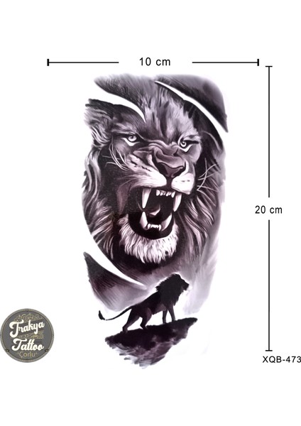 Geçici Dövme 1-2 Hafta Kalıcı Yarım Kol Aslan Dövmesi