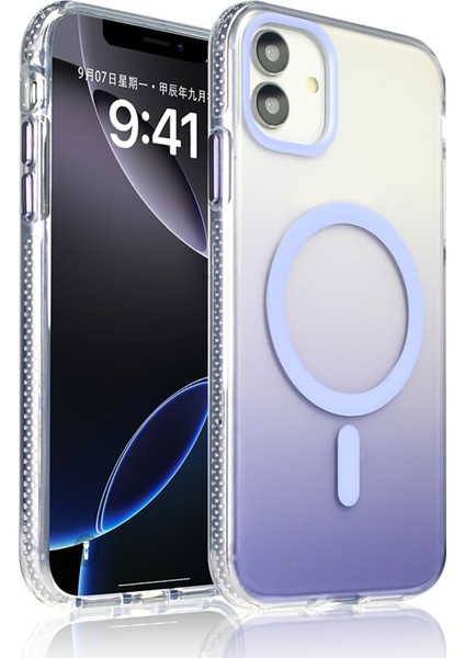 Apple iPhone 11 Uyumlu M-Safe Şarj Özellikli Transparan Renk Geçişli Kılıf