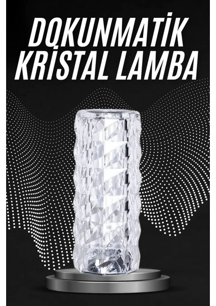 Kristal Lamba Masa Lambası Şarjlı Masa Lambası Dokunmatik Sensör USB Şarjlı