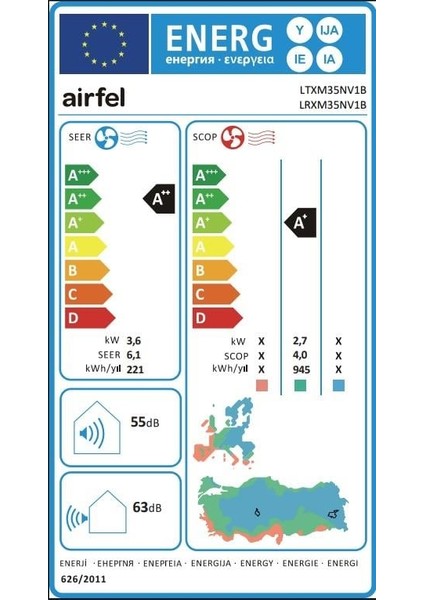 Inverter Klima LTXM35N; 12.000 Btu/h; R32 Gazlı A++